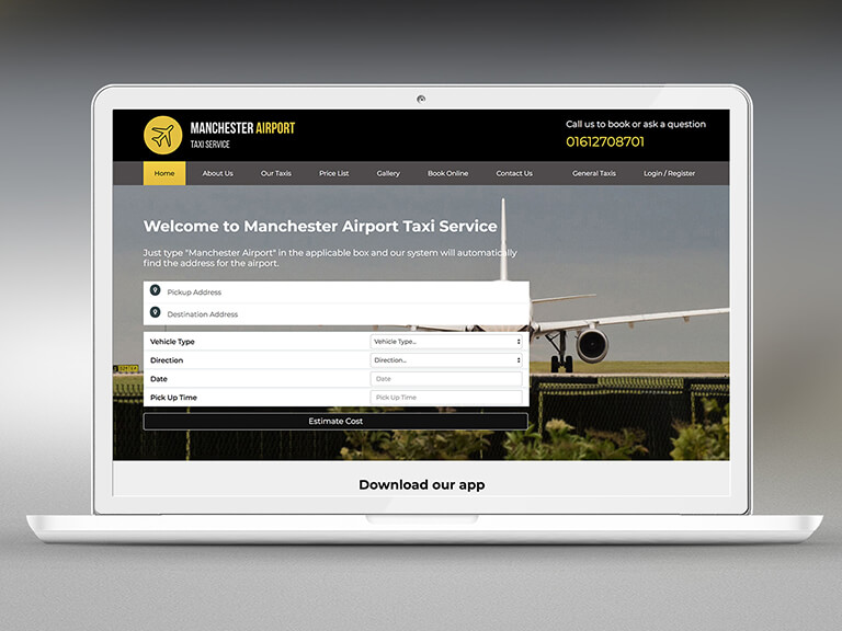 Manchester Airport Taxi Service Pay Monthly Website Design