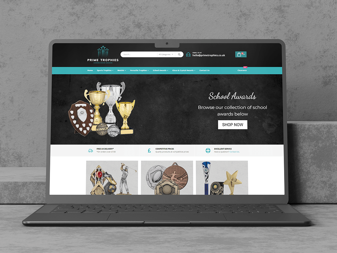 Prime Trophies website development